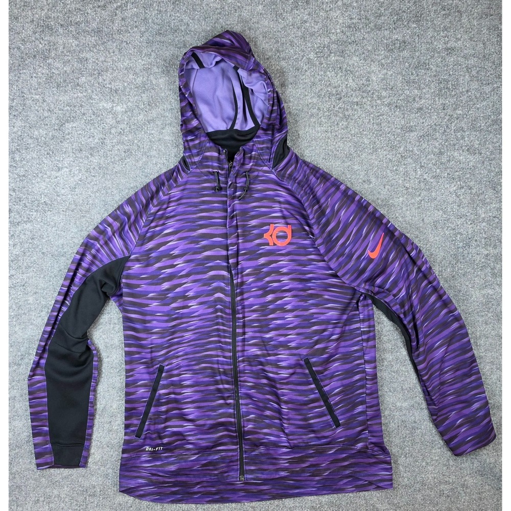 Nike KD Dri Fit Basketball Full Zip Purple Kevin Durant Hooded Jacket Mens XL
